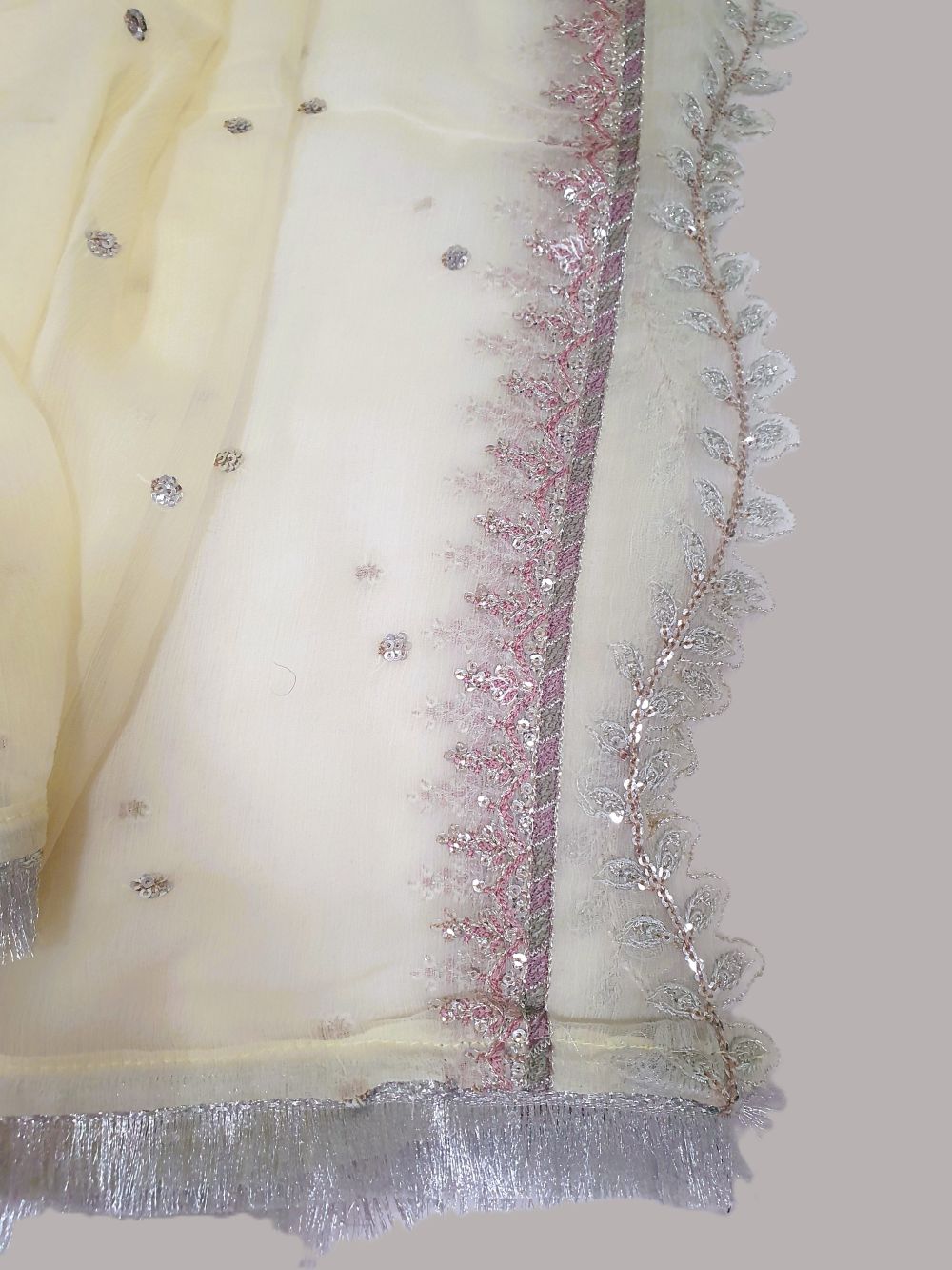 Maria B Inspired Yellow Embroidered Chiffon Suit – Stitched 3pc-RW3-149