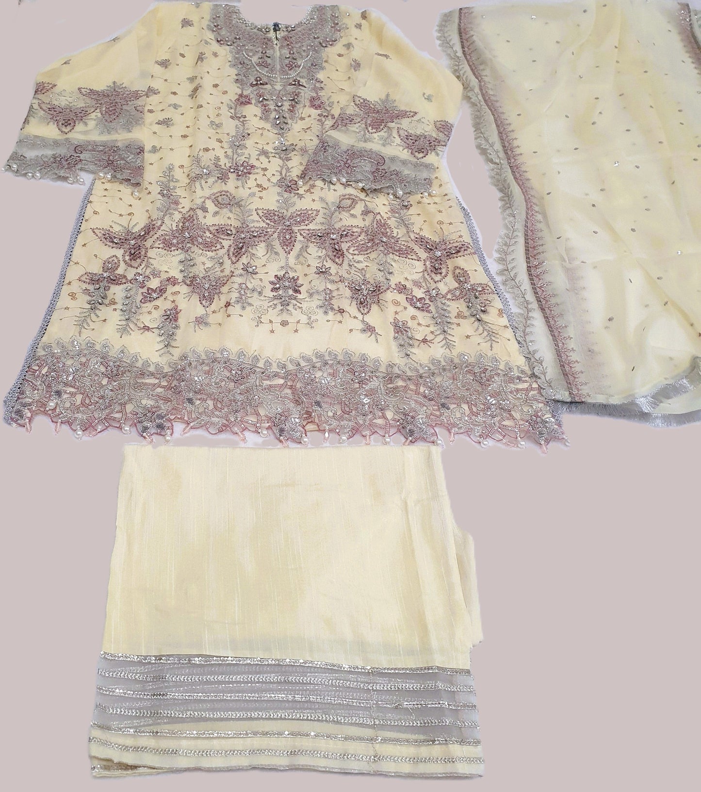 Maria B Inspired Yellow Embroidered Chiffon Suit – Stitched 3pc-RW3-149