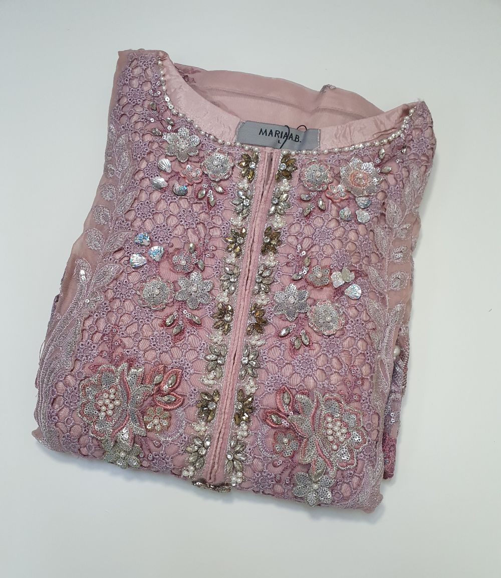 Maria B Inspired Mauve Embroidered Chiffon Suit – Stitched 3pc-RW3-138 (Copy)
