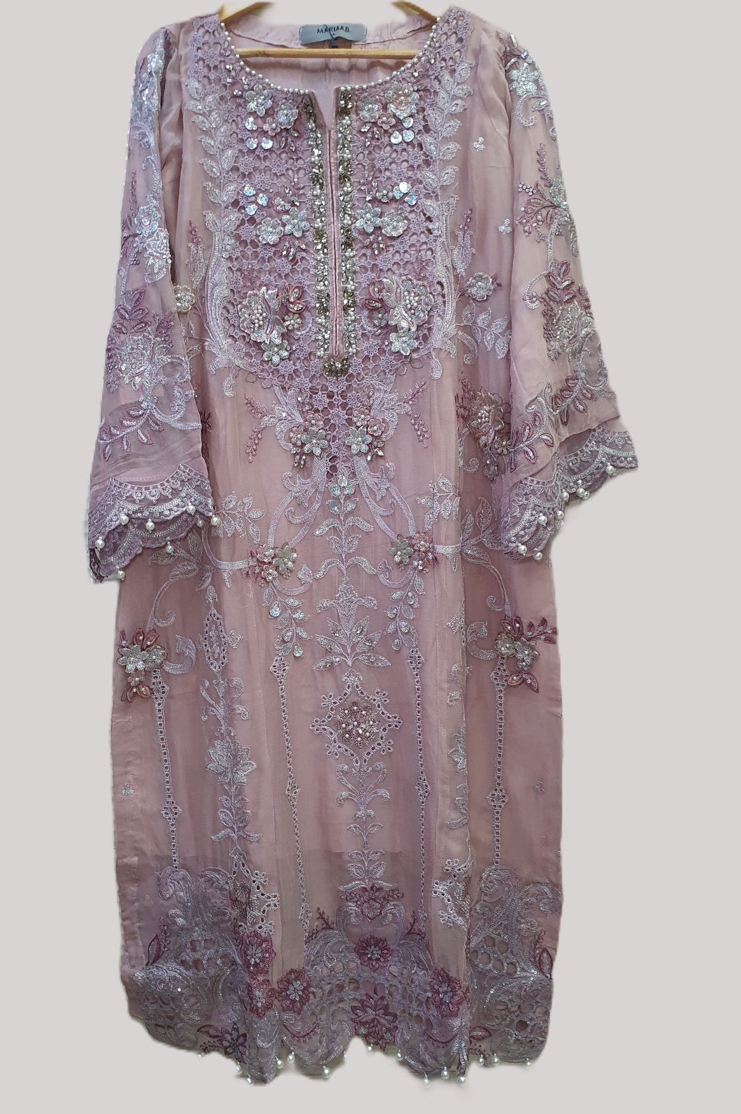 Maria B Inspired Mauve Embroidered Chiffon Suit – Stitched 3pc-RW3-138 (Copy)