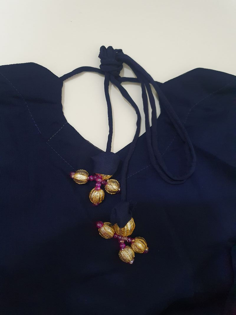 Agha Noor Inspired Navy Muse Work Chiffon Suit – Stitched 3pc-RW3-113
