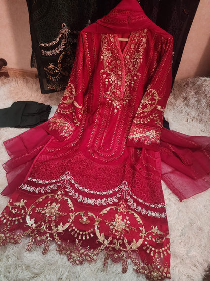 maria b inspired chiffon 3pc suit for women