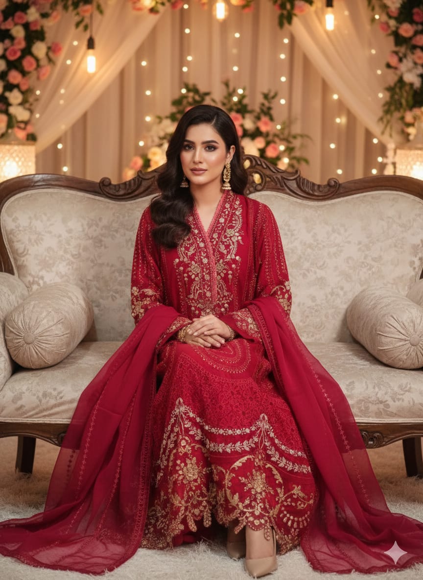 maria b inspired chiffon 3pc suit for women