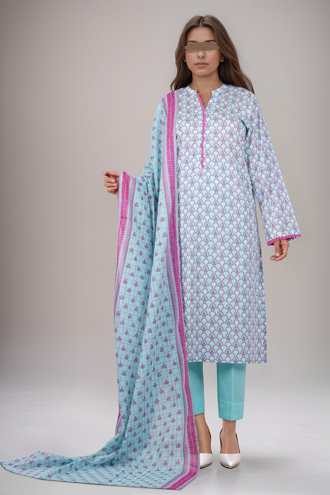 Ready-to-wear printed lawn 3-piece suit by SAYA-Dubai