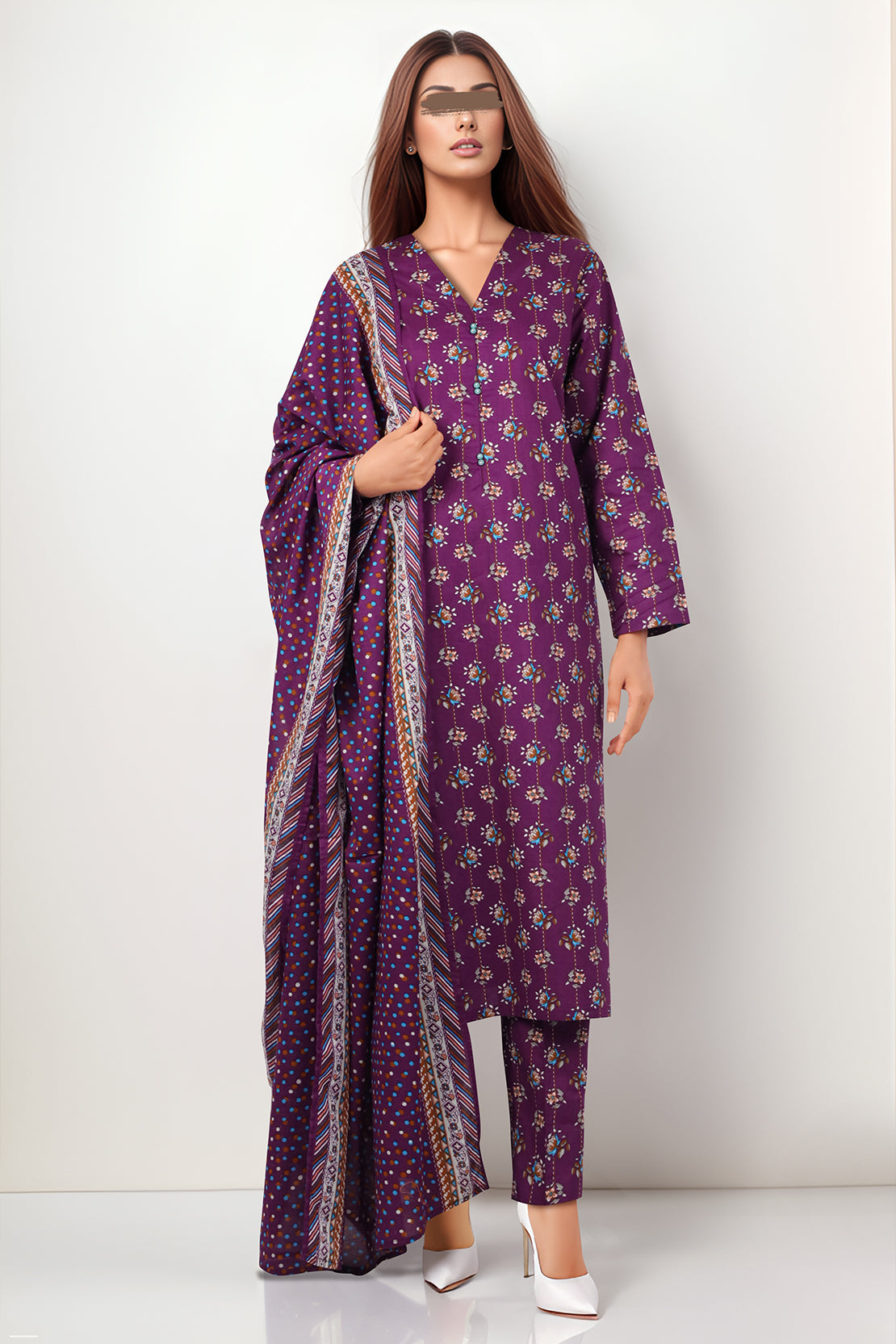 3pc SAYA Lawn PRET for Women-Online Dubai
