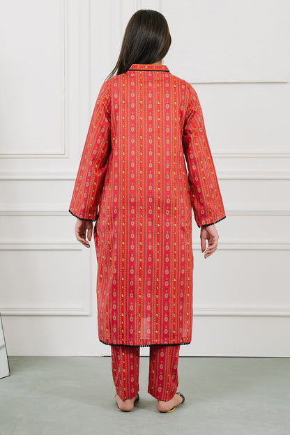 Red Women 2Pc Lawn PRET for summer-Online Khaas Trends