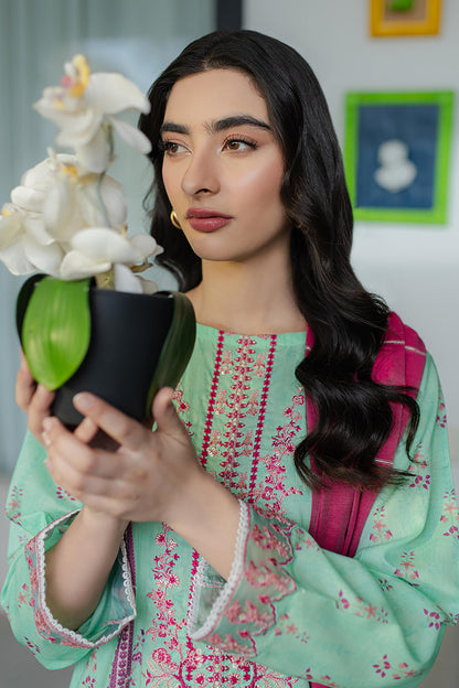 Embroidered Lawn 3PC PRET for women-Dubai