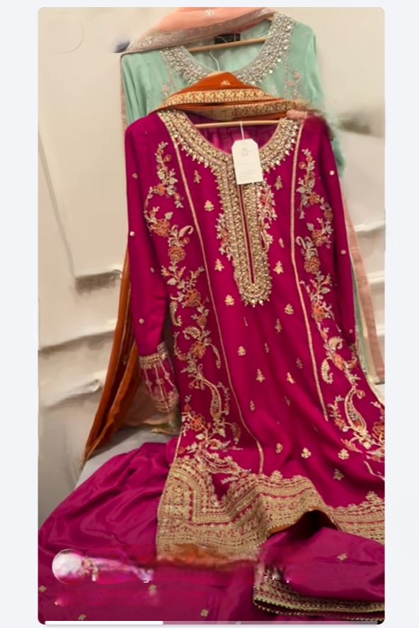 Agha Noor Inspired Pink Embroidered Chiffon– Stitched 3pc-RW3-78