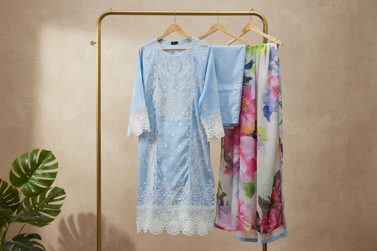 Aneela's luxury Embroiderd lawn- stitched 3pc