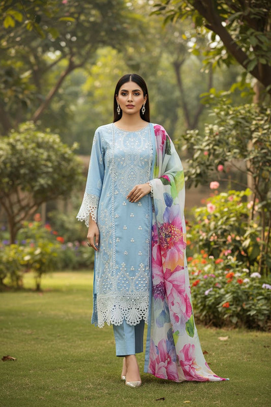 Aneela's luxury Embroiderd lawn- stitched 3pc