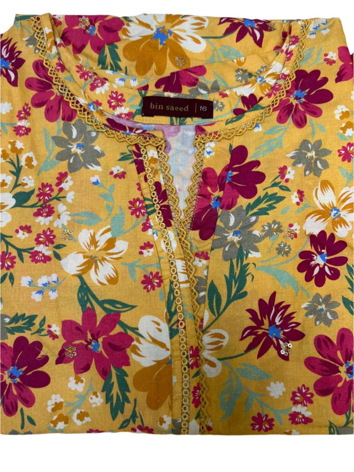BInSaeed-Pret lawn Shirt for women with lace work-Online Dubai