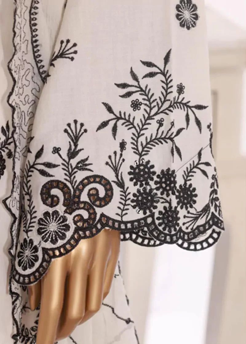 Bin Saeed Off White Embroidered Cotton Stitched 3pc