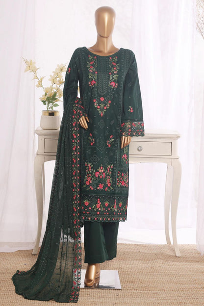 Bin Saeed Green Embroidered Cotton Stitched 3pc
