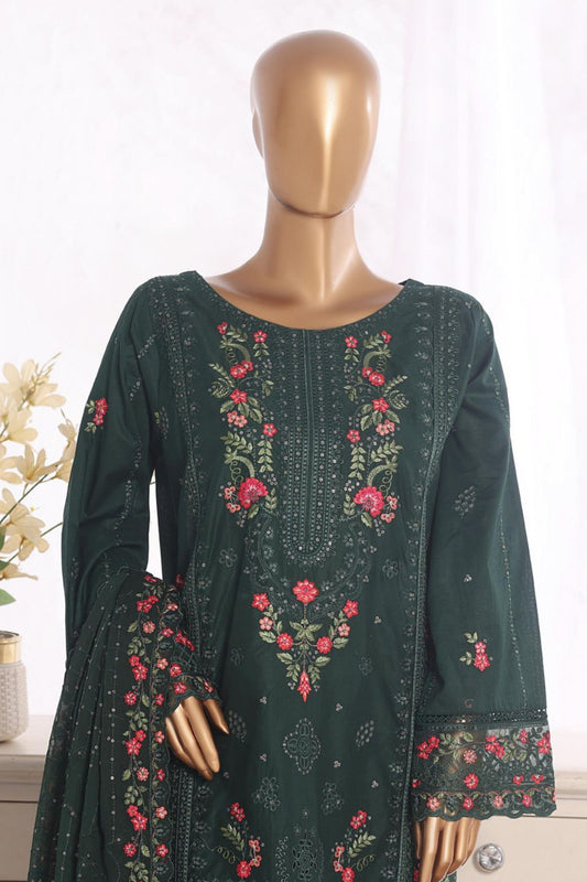 Bin Saeed Green Embroidered Cotton Stitched 3pc