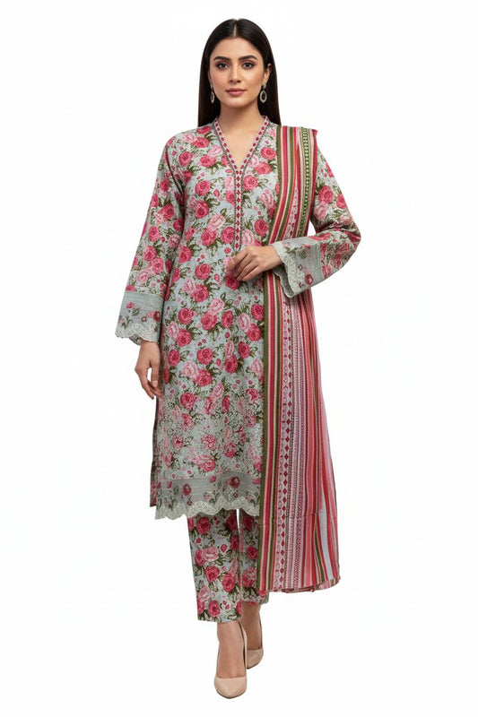 Embroidered Khaddar 3PC suit by Bin Saeed - traditional Pakistani winter wear with elegant embroidery