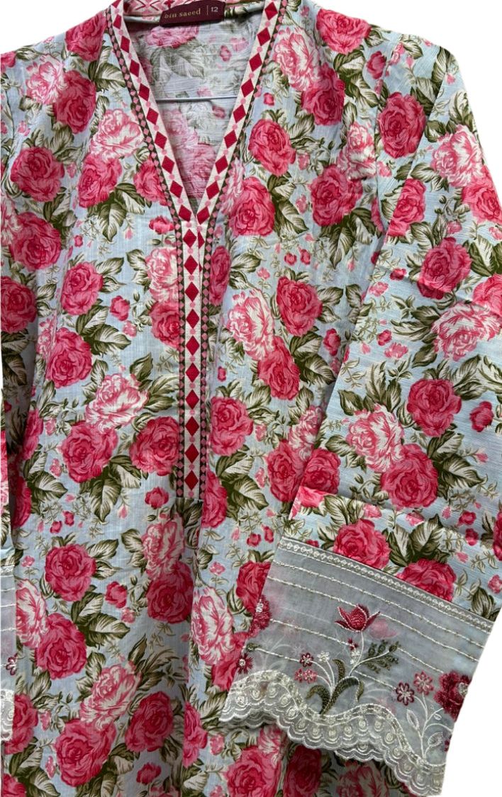 Bin Saeed khaddar 3PC embroidered suit full view - cozy winter ethnic wear with modern styling