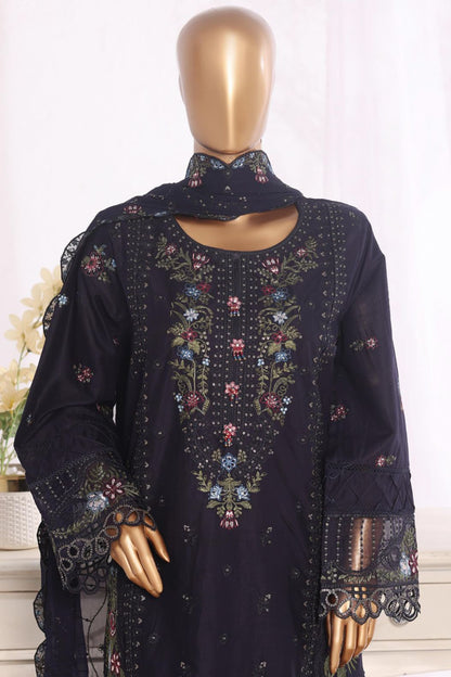 Bin Saeed black stitched 3pc - embroidery detail close-up