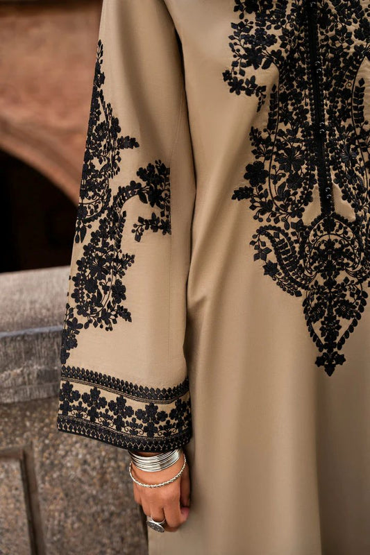 Casuallite Khaki Embroidered Cotton Lawn Suit – Stitched 3pc-RW3-134