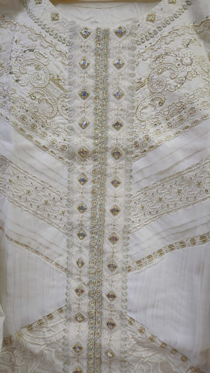 Emboridered Off-White Lawn- stitched 3pc-RW3-73