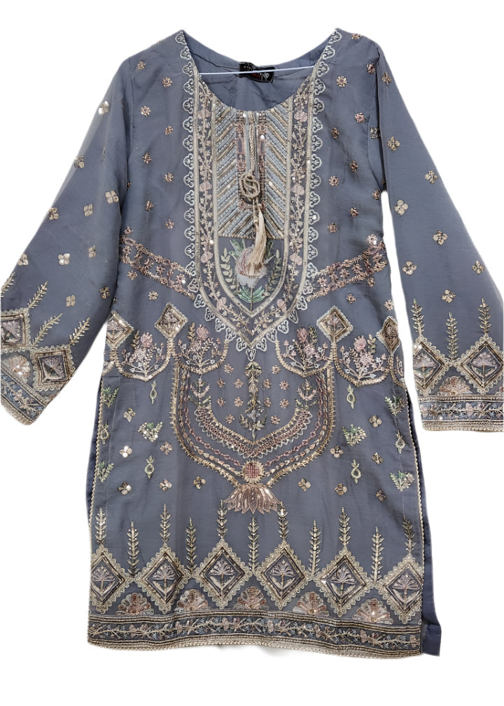 Pakistani traditional Grey Gharara-Stitched 3pc-Dubai