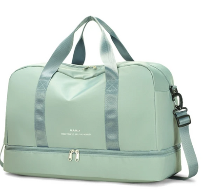 Light green duffel bag with straps and shoe compartment- Khaas Trends Online