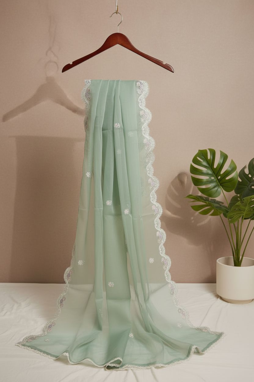 Emboridered Green Silk stitched 3pc-RW3-71