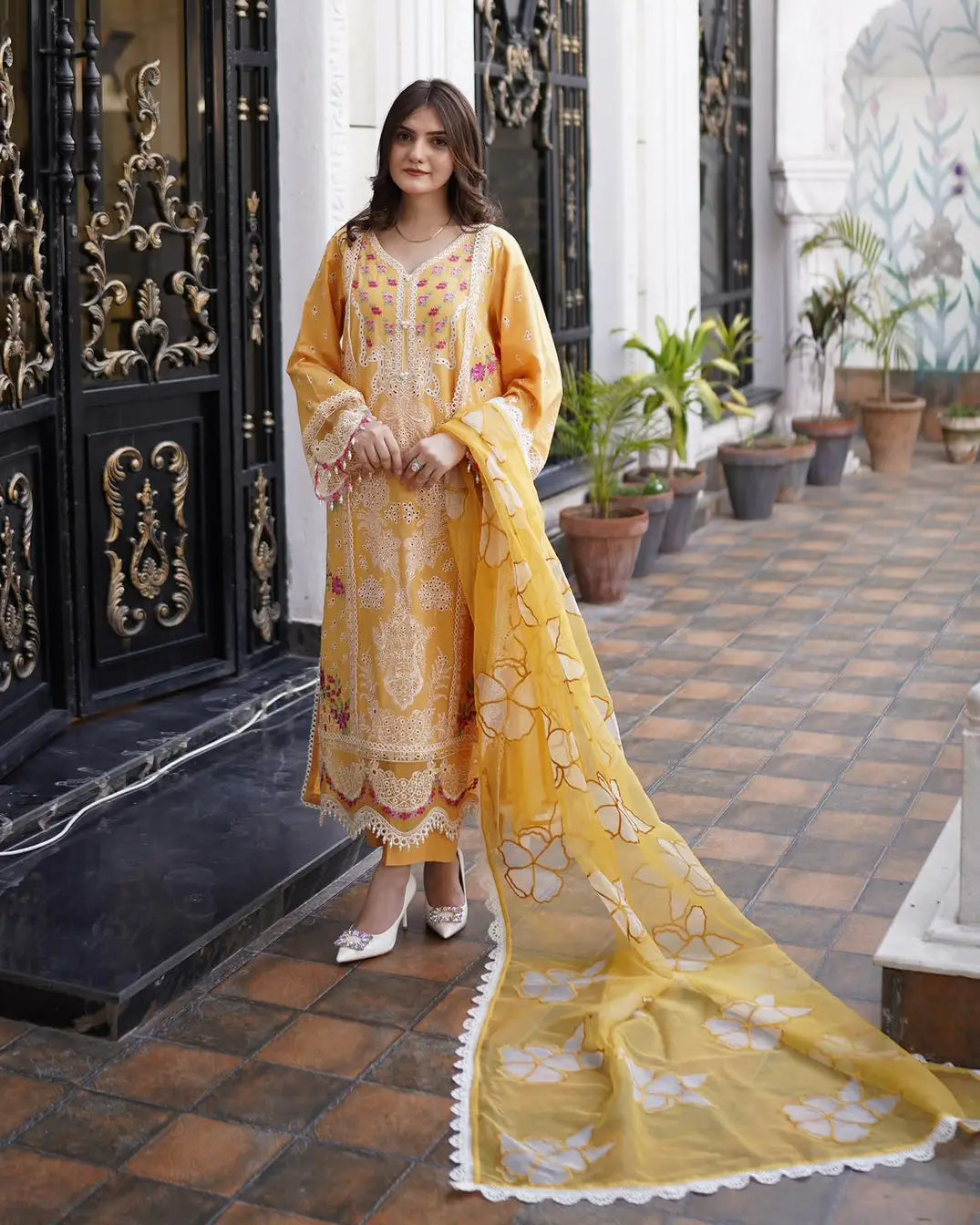 Embroidered Luxury Mustard 2PC Shirt and Trousers
