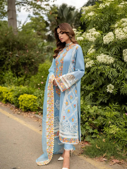 EMBROIDERED LUXURY BLUE 2PC - RW2-03