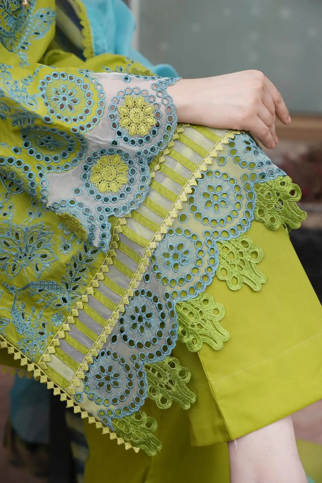 Blue and green lawn shirt Daman for women
