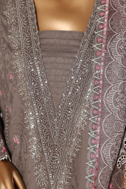 Bin Saeed Brown jacquard 3pc - embroidery close-up detail
