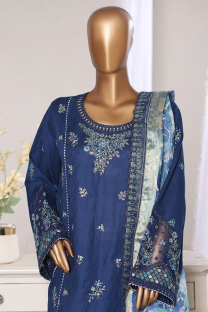 Blue jacquard embroidered shirt with trouser and dupatta