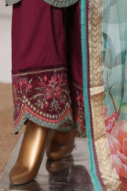 Bin Saeed jacquard 3pc - intricate embroidery detail close-up of trouser