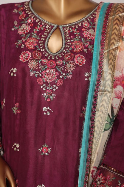 Bin Saeed jacquard 3pc - intricate embroidery detail close-up