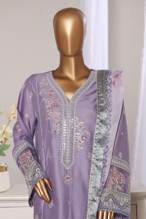 Lilac jacquard embroidered shirt with trouser and dupatta