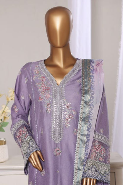 Lilac jacquard embroidered shirt with trouser and dupatta