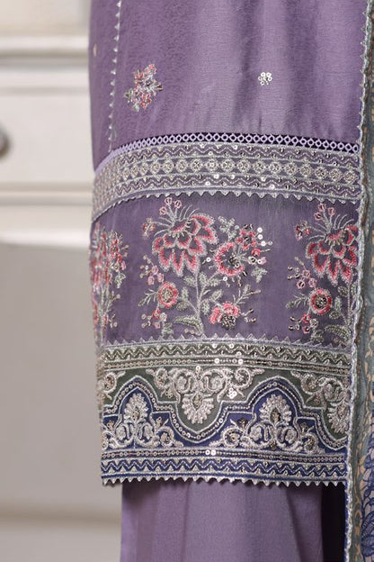 Bin Saeed lilac jacquard 3pc - Daman embroidery close-up detail