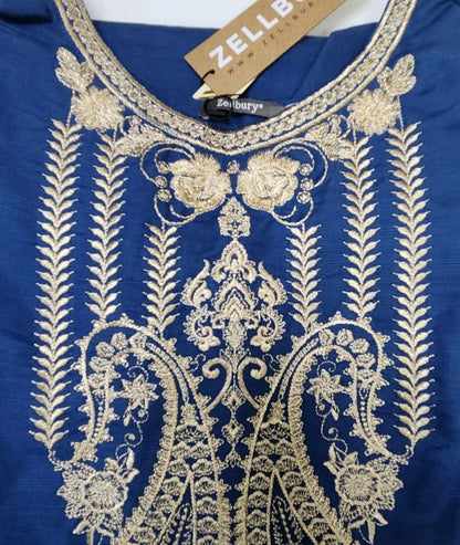 Zellbury khaddar 3PC embroidered suit close-up - premium winter ethnic wear for women