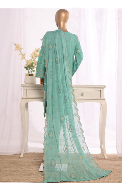 Bin Saeed light green embroidered 3pc - back view