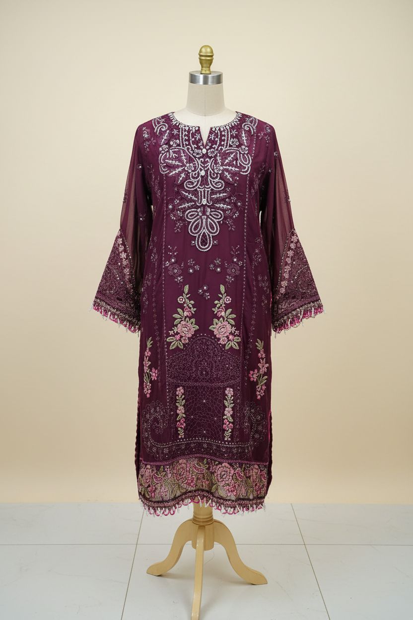 Maria B Inspired Embroidered  Chiffon Stitched 3pc -RW3-27