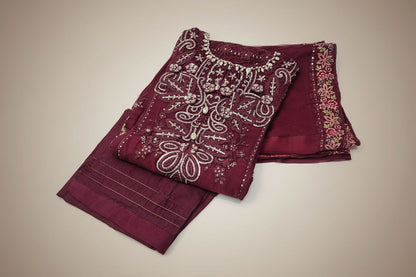 Maria B Inspired Embroidered  Chiffon Stitched 3pc -RW3-27