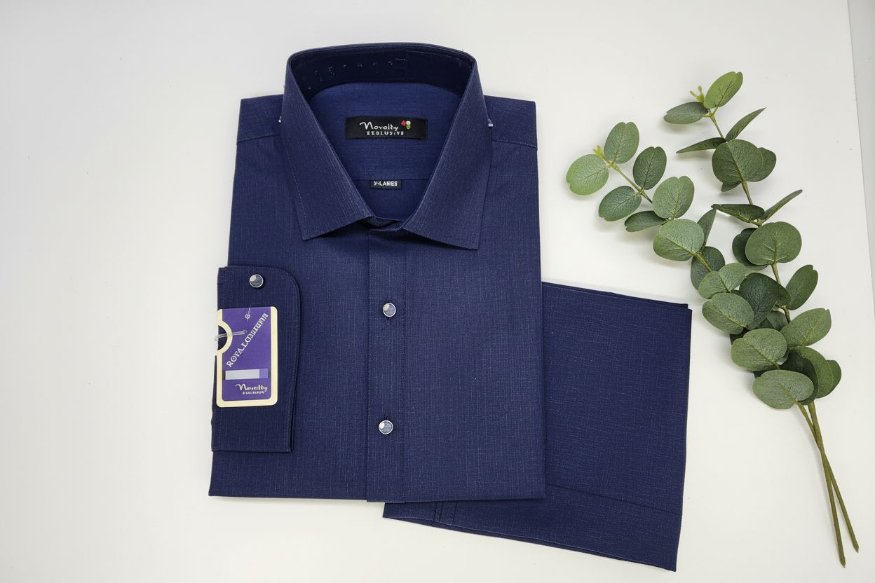 Men navy blue shalwar kameez stitched - front view ready to wear