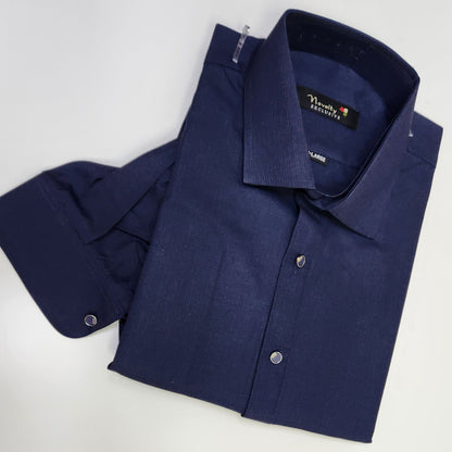 Navy blue men's shalwar kameez - wash and wear fabric detail