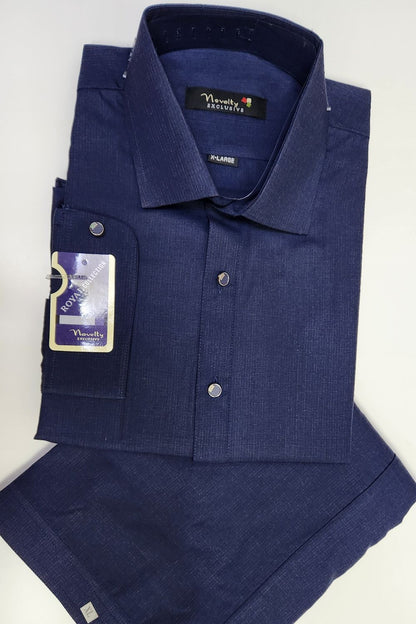Navy blue stitched shalwar kameez for men - full outfit display
