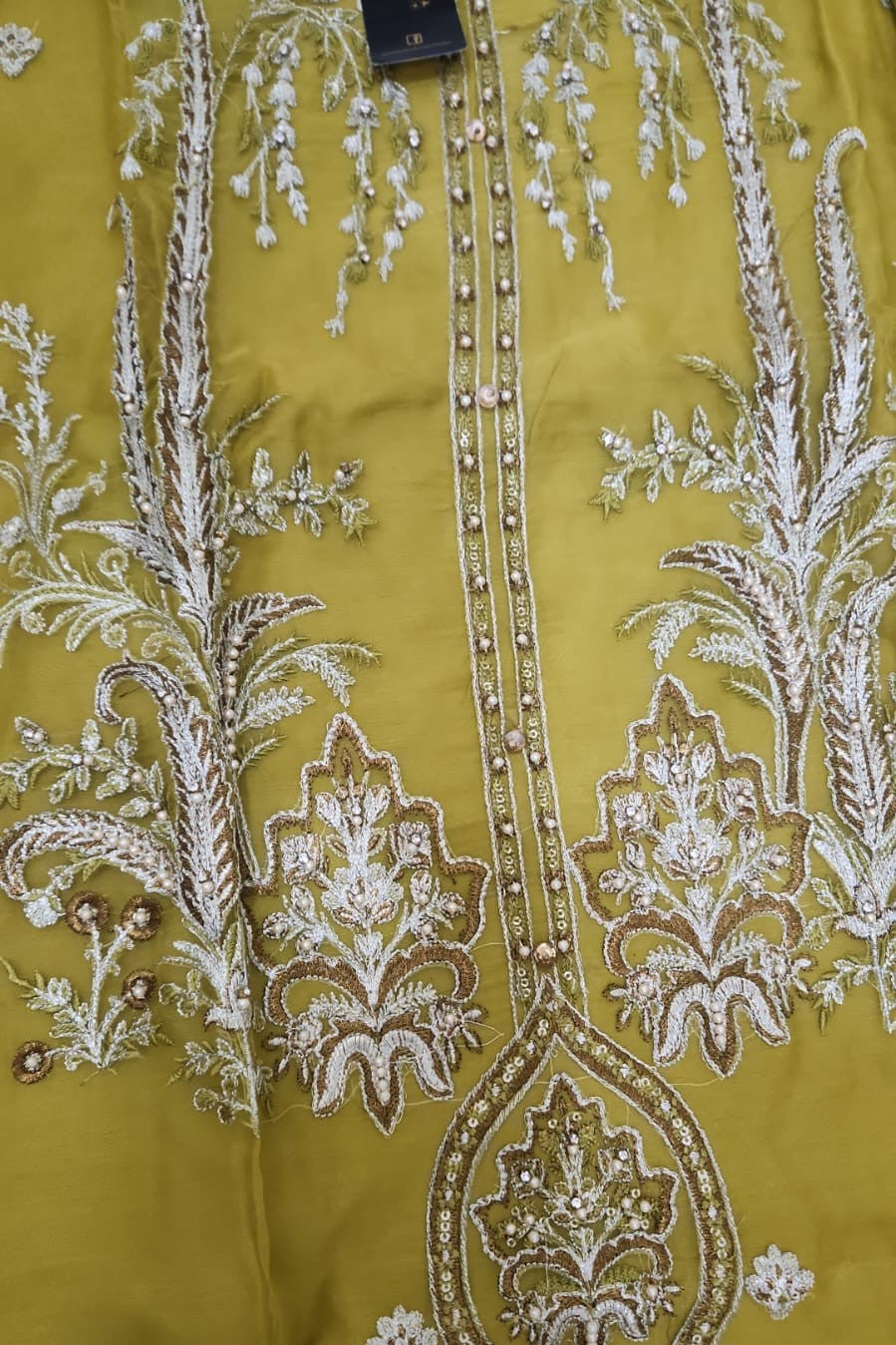 Emboridered Mustard Organza stitched 3pc-RW3-70
