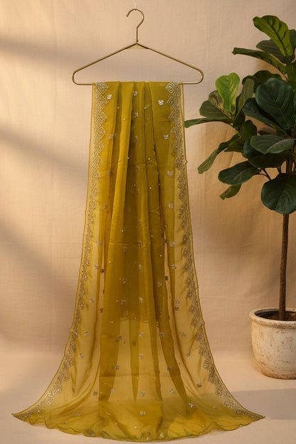 Emboridered Mustard Organza stitched 3pc-RW3-70