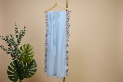 Embroidered Light Blue Net -Stitched 3pc- RW3-37