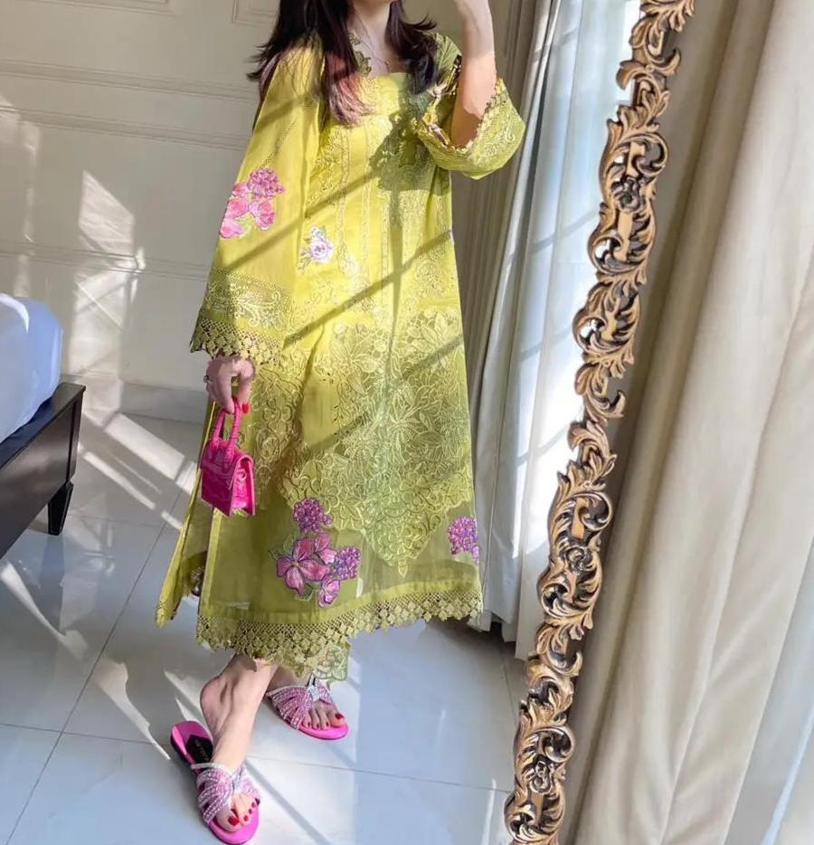 Luxury Embroidered lawn Stitched Shirt & Trouser for women-Online Dubai