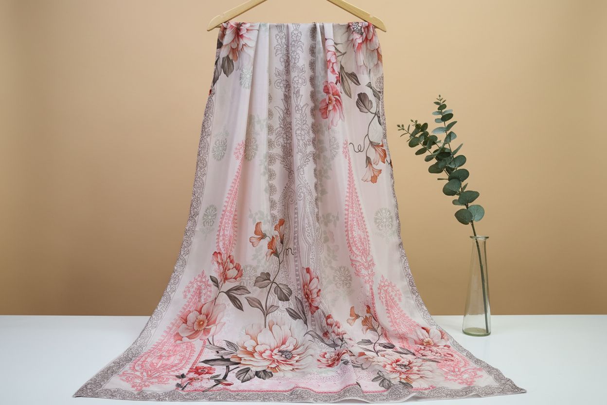 Maria B Inspired Embroidered Light Beige Chiffon Stitched 3pc- RW3-31