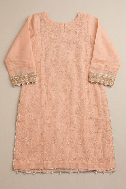Agha Noor Inspired  Peach Chiffon Gharara Suit–Stitched 3pc- RW3-90