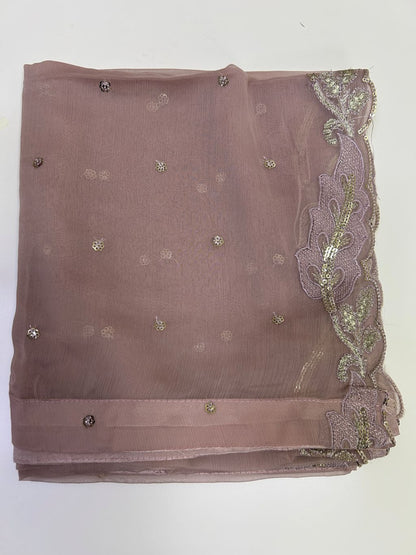 Maria.B Inspired Pink Embroidered Chiffon Suit – Stitched 3pc - RW3-105